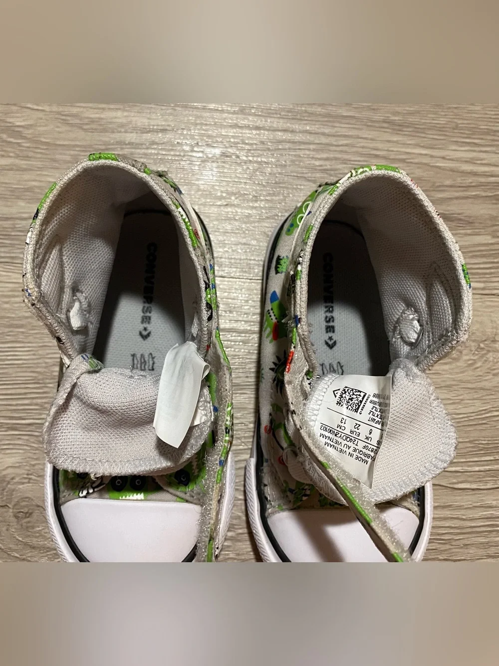 Converse High Tops ~ Infants Size 6 ~ Grey with Green Monsters